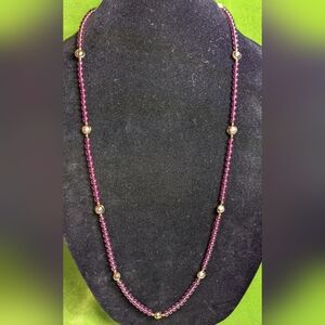 Vintage AVON Heather & Mist Simulated Amethyst Necklace, Approx 36", NOS